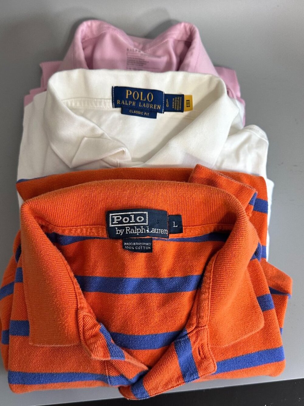 Polo Ralph Lauren Shirt sz Large Lot of 3 flesh pony white pink performance